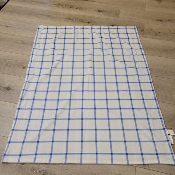 Lila and Jack White Blue Stripe Plaid Grid Baby Blanket Lovey Square Windowpane - Picture 4 of 6